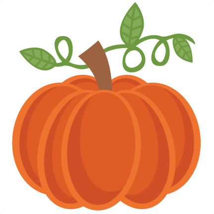 Illustrated orange pumpkin with a green vine coming out of the stem 