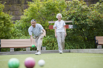 Residents playing lawn games